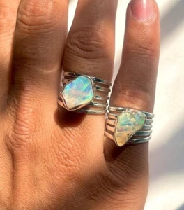 Anillo crudo de ópalo etíope, plata de ley 925, anillo hecho a mano para regalo - Imagen 1 de 3