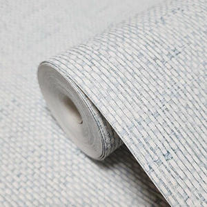 Sea breeze kaya light Blue faux paperweave basketweave fabric textured wallpaper - Picture 1 of 12