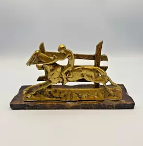 Vintage 1940s House of Goebel England Brass Wood Letter Holder Horse & Rider - Picture 1 of 9