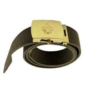 Vintage Boy Scout Belt Memorabilia Uniform Adjustable Cloth Brass Buckle 37 Inch - Picture 1 of 10