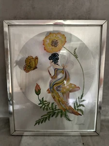 Vintage 1970's Michelle Emblem Foil Painting Art - Poppy Nymph - Signed - Picture 1 of 12