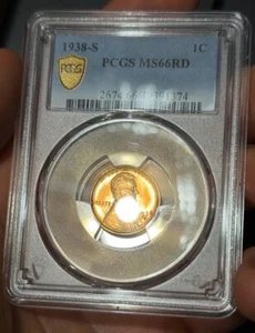 1938-S Superb Gem BU Lincoln Cent ~ PCGS MS66RD ~ TrueView - Picture 1 of 6