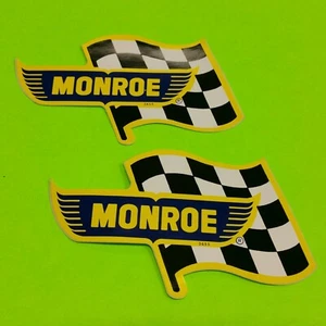 NOS - PAIR - Vintage MONROE Shocks Flag1960’s 70's Racing Decal/Logo/Sticker - Picture 1 of 12