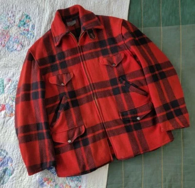 Abrigo de lana a cuadros JCPenney Buffalo vestido deportivo vintage años 40 cremallera Conmar talla 44 Foto 1 de 4