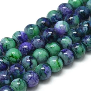 50 Speckled Glass Beads 6mm Assorted Lot Mixed Bulk Jewelry Supplies Blue Green - Picture 1 of 1