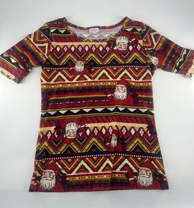 LuLaRoe Camicia Donna Media Babbo Natale Top Manica Corta Vacanze Natale Elasticizzata - Foto 1 di 9