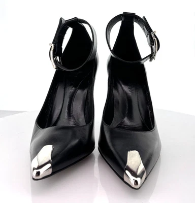 A-69 NUEVO Mujer Talla 38 M Alexander McQueen Correa de Tobillo Punta Metálica Bomba Foto 1 de 4