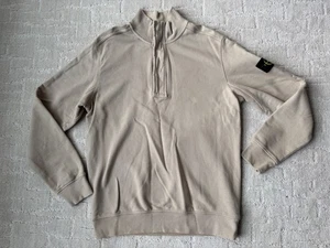 Stone Island Garment Dyed Button Half Zip Sweatshirt XL Tan Mock Neck 711560120 - Picture 1 of 11