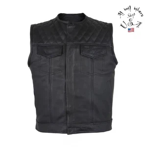 Dream Apparel Men's Genuine Leather Motorcycle Vest. L Size - Picture 1 of 11