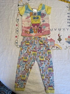 Nickelodeon Mädchen Sponge Bob Schlafanzug guter Zustand Größe 24 Monate. Kurzarm Vintage - Bild 1 von 8