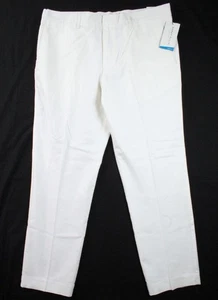 Perry Ellis Mens Linen Blend Pants 40x30 Slim Fit Flat Front White $95 NEW - Picture 1 of 5