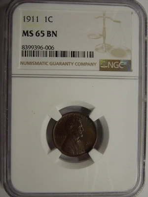 NGC MS 65 Brown 1911 Lincoln Cent - Image 1 of 4