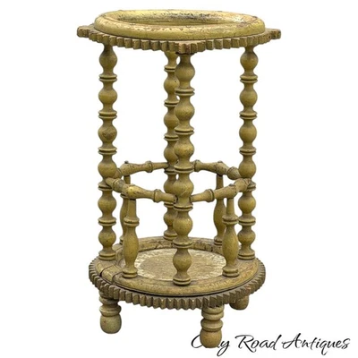 Старинный народное искусство оригинальная краска катушка стола зонт трость стойка 1890 американский - Изображение 1 из 4