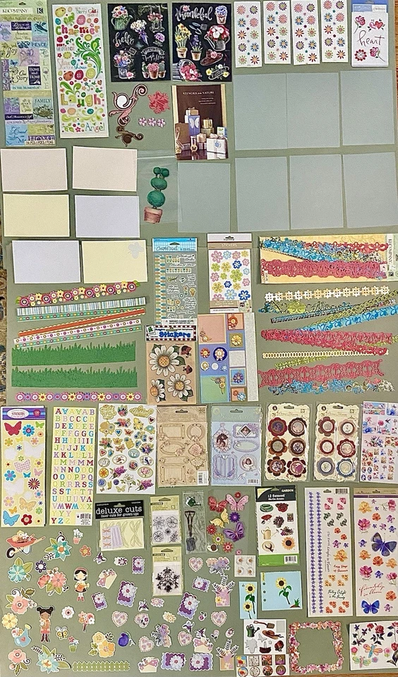 HUGE Lot of Flower Scrapbook Card-making Stickers, Stamps, Cut-outs!! - Image 1 of 4
