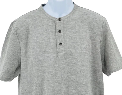 CIVIL SOCIETY Mens XL Riley Light Gray Short Sleeve Henley Shirt Pique Weave NWT - Image 1 of 4