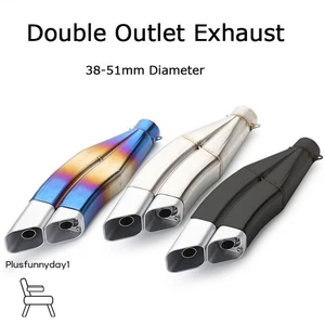 51mm Universal Motorcycle 417mm Long Exhaust Muffler Square Tail Pipe DB Killer - Picture 1 of 8