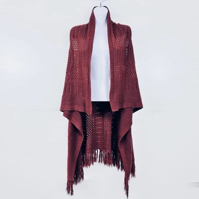 Cárdigan plumero boho tejido abierto para mujer flecos mediano vacaciones Foto 1 de 4