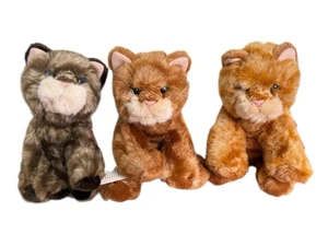 Russ 6 Zoll Kätzchen Plüsch 3er-Set Stofftier Katze orange braun Tabby weich mit Etikett - Bild 1 von 7