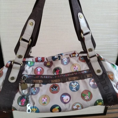 tokidoki Le SportSac Tote Bag Duffel Bag Multicolor Nylon Leather Zip Pockets - Image 1 of 3