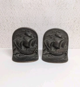 Antike Snead & Co 1925 Schiff Segeln Maritim Buchstützen Buchstützen Messing - Bild 1 von 14