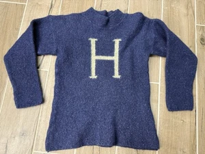 Harry Potter Sweater SIZE SMALL Blue Wool Silk Knit Fisherman Made In Scotland - Picture 1 of 7