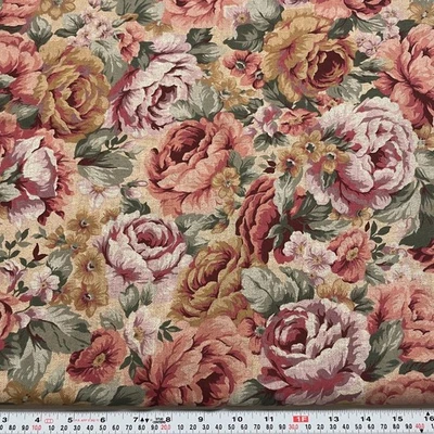 Vintage 1995 Cranston Faux Tapestry Florals Cotton Fabric by the HALF YARD - Image 1 of 2