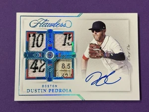 2022 PANINI FLAWLESS DUSTIN PEDROIA QUAD LAUNDRY TAG PATCH AUTO 1/1 REX SOX - Picture 1 of 3
