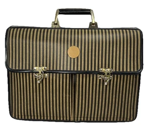 Vintage FENDI Nadelstreifen Aktentasche Dokumententasche robust einzigartige Scharniere Italien - Bild 1 von 24