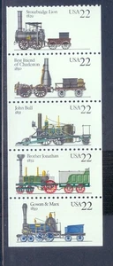 US 2366a BK163 Steam Locomotives, strip5, Mint NH - Picture 1 of 1