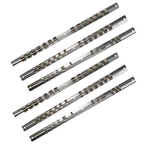 Juego organizador de soporte de almacenamiento de riel de enchufe de 6 piezas 2 x1/4"" 2 x3/8' 2x1/2"" cuadrado - Imagen 1 de 10