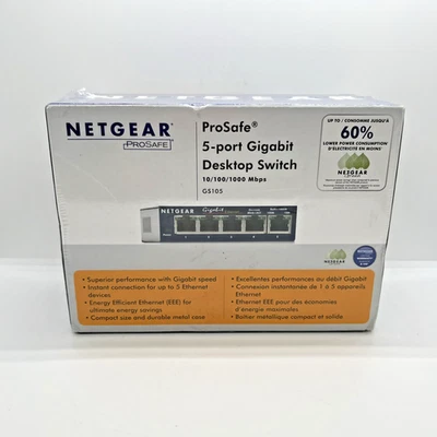 Netgear GS105NA 5-Port Gigabit Switch – New Sealed, Box Damage - Image 1 of 4