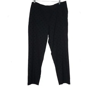 Talbots Hampshire Black Velvet Polka Dot Ankle Pant Size 16 Preppy Tailored Chic - Picture 1 of 12