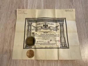 Vintage 1925 Chester Harold Thulin 32 Freimaurer Masons Membership Certificate - Bild 1 von 8