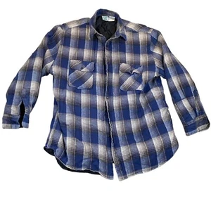 Ozark Trail Men's Flannel Shirt Jacket 2XL Blue Plaid Insulated Quilted Casual - Picture 1 of 10