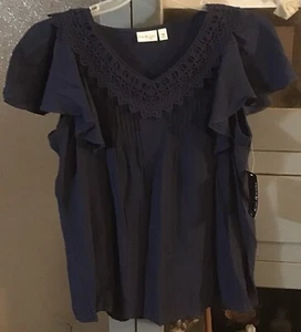 Kim Rogers Top Medium Petite Blue Short Sleeve New With Tag - Picture 1 of 2