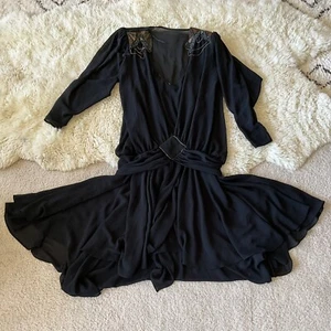 Vintage 80's Casadei Woman's Dress 12 Beaded Shoulders Made in USA  - Picture 1 of 9