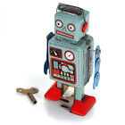 Vintage Mechanical Clockwork Wind Up Metal Walking Radar Robot Tin Toy KidHM