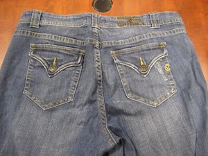 Vigold Medium/Dark Flap Pocket Jeans Sz 17 34 x 32.5 Embellished POC - Bild 1 von 6
