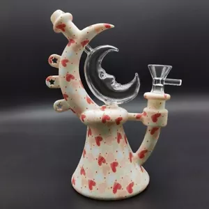7.4" Silicone Hand Pipe Colorful Heart Hookah Moon Teapot Smoking Pipes W/ Bowl - Picture 1 of 12