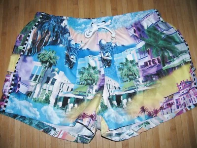 AUSSIEBUM Swimsuit SHORTS Size MEDIUM Poly SWIM Suit Shorts MIAMI SOUTH BEACH - Image 1 of 4