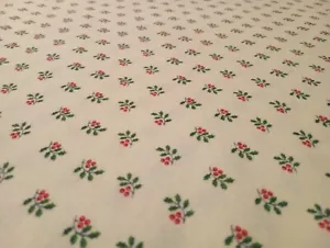 Vintage Cranston ViP Weihnachtsstoff Stechpalmenblätter Beeren cremeweiß Baumwolle - Bild 1 von 2