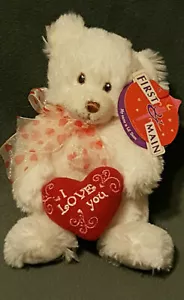 ORSO PELUCHE BIANCO NUOVO CON ETICHETTE LIL' DENA CUORE ROSSO TI AMO OCCHI, NASO E BOCCA CUCITI - Foto 1 di 5