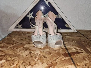 TOP MODA Stiletto High Heel Pump Peep Toe Shoes Sparkle (SILVER) - SIZE 7.5 - Picture 1 of 7