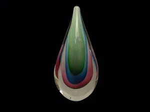 Vtg Murano Sommerso Teardrop 5.5” Glass Paperweight Polished Base by Flavio Poli - Picture 1 of 8