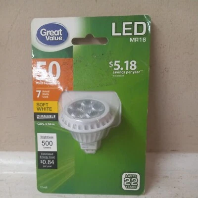  Great Value LED MR16 Dimmable Light Bulb, 500 Lumens 12 Volt - Image 1 of 4