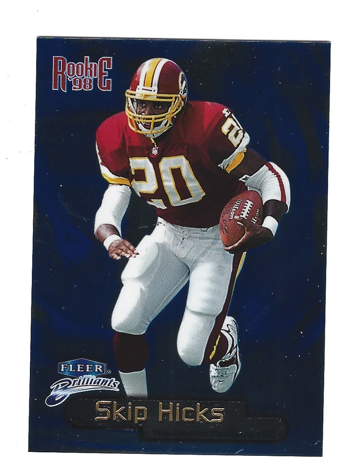 1998 Fleer Brilliants Blue Washington Redskins Football Card #102 Skip Hicks - Image 1 of 2