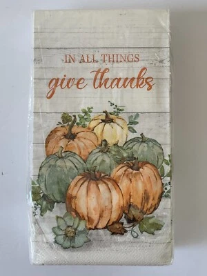Servilletas para invitados de acción de gracias EN TODAS LAS COSAS DAR GRACIAS 36 unidades 3 capas de papel Foto 1 de 4