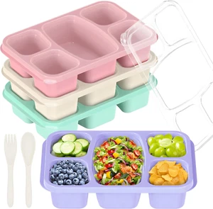 4 PCS Bento Box for Kids, Bento Box Adult Lunch Box, 5 Compartment Lunch Contain - Picture 1 of 16