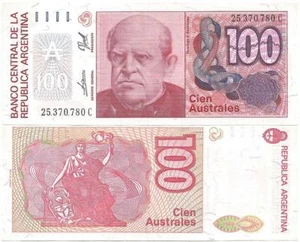 1985-1990 nur ARGENTINIEN Crispy CIEN oder 100 AUSTRALES Note VERALTETE Bezeichnung - Bild 1 von 3