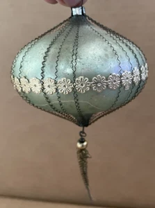 Vintage MERCURY GLASS Christmas Ornament w/ Metal Tinsel decoration Hand Made #2 - Picture 1 of 14
